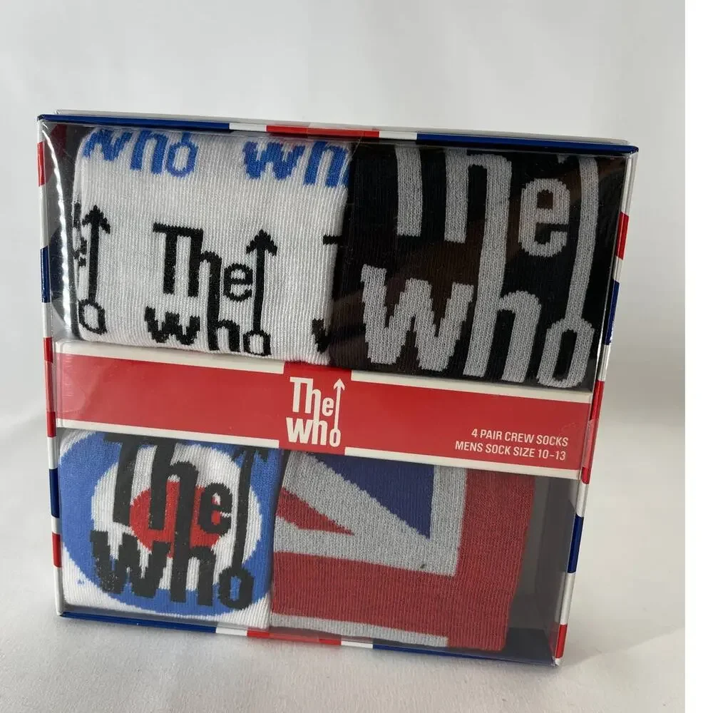 The Who 4 Pack Mens Crew Socks NEW Gift British Rock Band London Music Sz 10-13